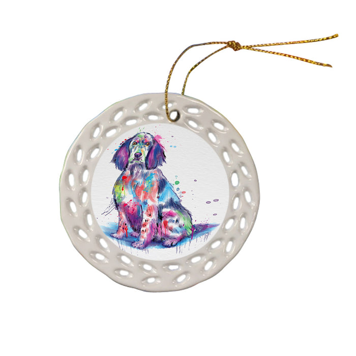 Watercolor English Setter Dog Ceramic Doily Ornament DPOR57435