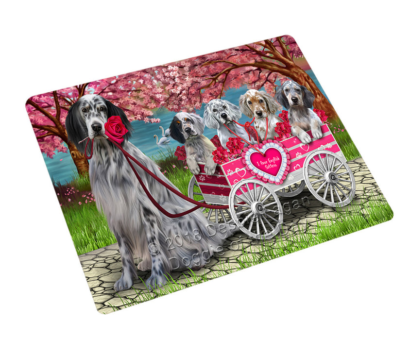 I Love English Setter Dogs in a Cart Cutting Board C76968
