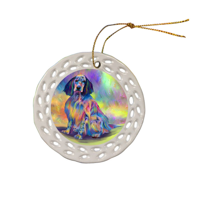 Paradise Wave English Setter Dog Ceramic Doily Ornament DPOR57063