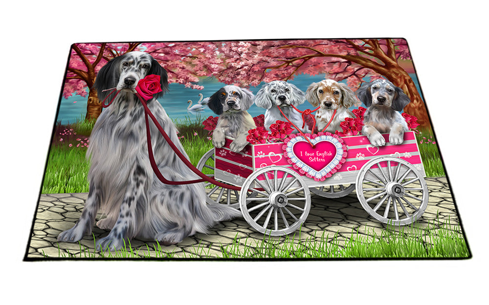 I Love English Setter Dogs in a Cart Floormat FLMS54260
