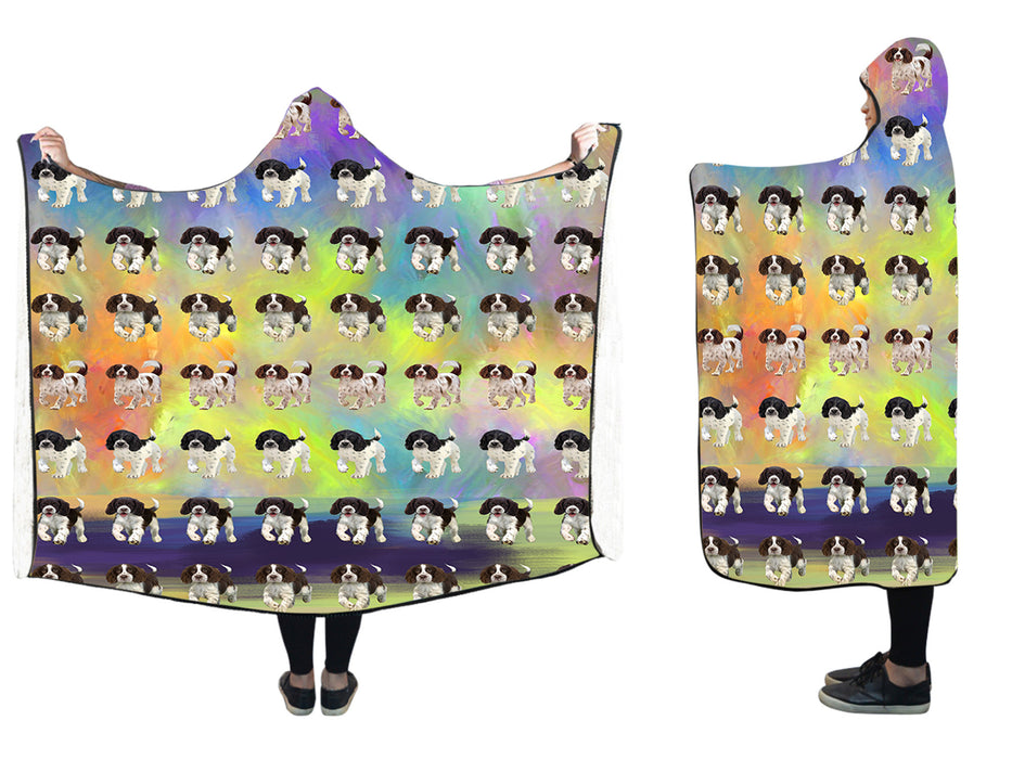 Paradise Wave English Spring Spaniel  Hooded Blanket 50"x40"