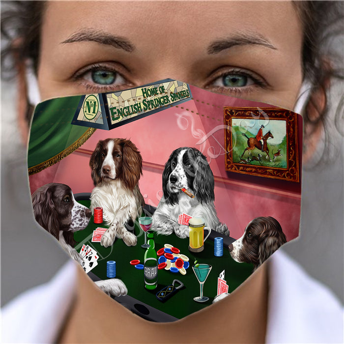 Home of English Springer Spaniel Dogs Playing Poker Face Mask FM49790