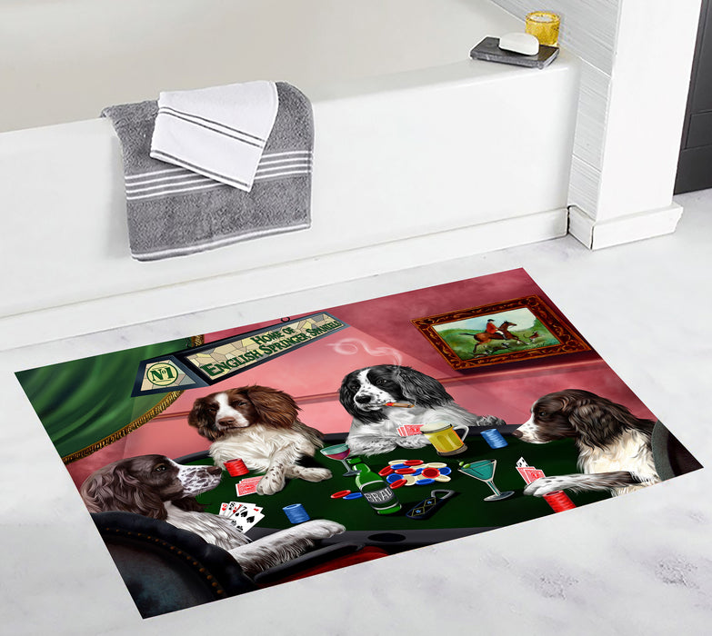 Home of  English Springer Spaniel Dogs Playing Poker Bath Mat