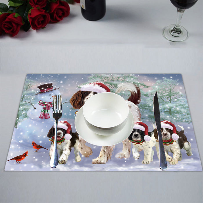 Christmas Running Fammily English Springer Spaniel Dogs Placemat