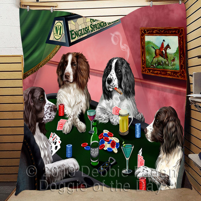 Home of  English Springer Spaniel Dogs Playing Poker Quilt
