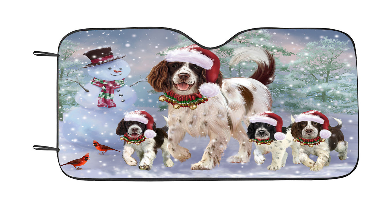 Christmas Running Family English Springer Spaniel Dogs Car Sun Shade