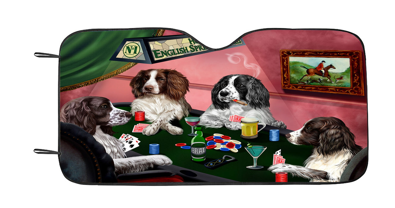 Home of  English Springer Spaniel Dogs Playing Poker Car Sun Shade