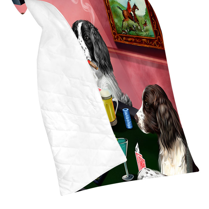 Home of  English Springer Spaniel Dogs Playing Poker Quilt