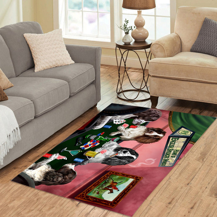 Home of  English Springer Spaniel Dogs Playing Poker Area Rug