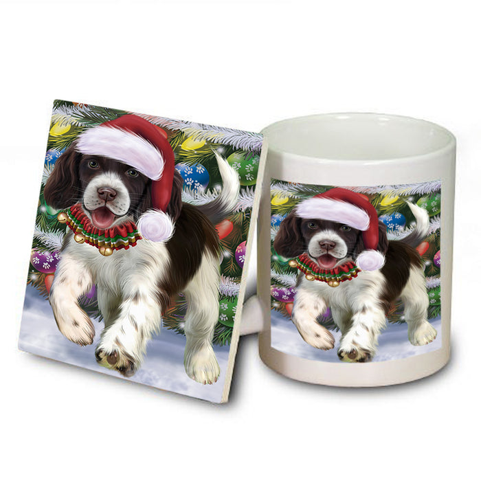 Trotting in the Snow English Springer Spaniel Dog Mug and Coaster Set MUC54565