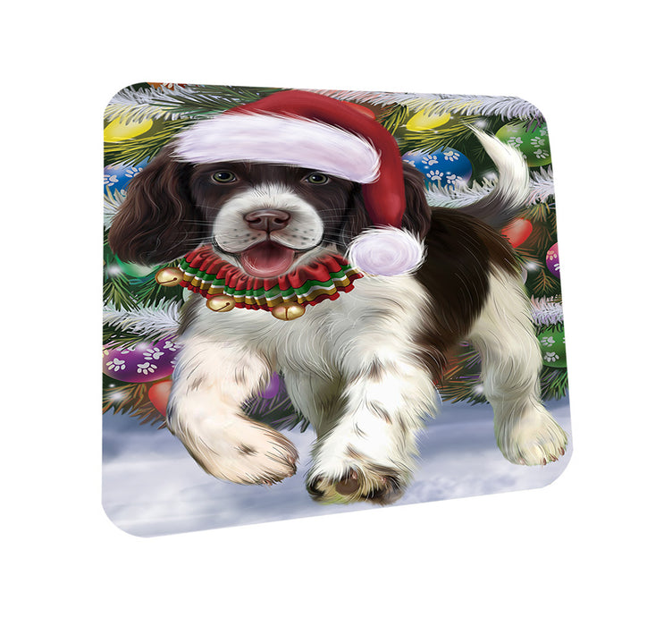 Trotting in the Snow English Springer Spaniel Dog Coasters Set of 4 CST54531