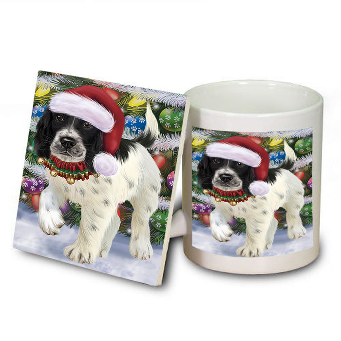 Trotting in the Snow English Springer Spaniel Dog Mug and Coaster Set MUC54566