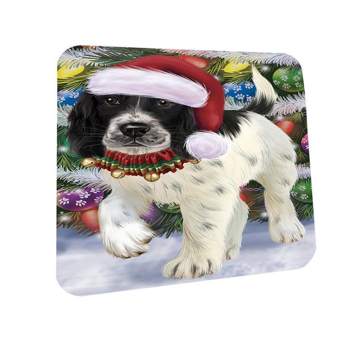 Trotting in the Snow English Springer Spaniel Dog Coasters Set of 4 CST54532