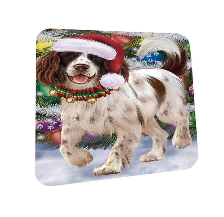 Trotting in the Snow English Springer Spaniel Dog Coasters Set of 4 CST54533