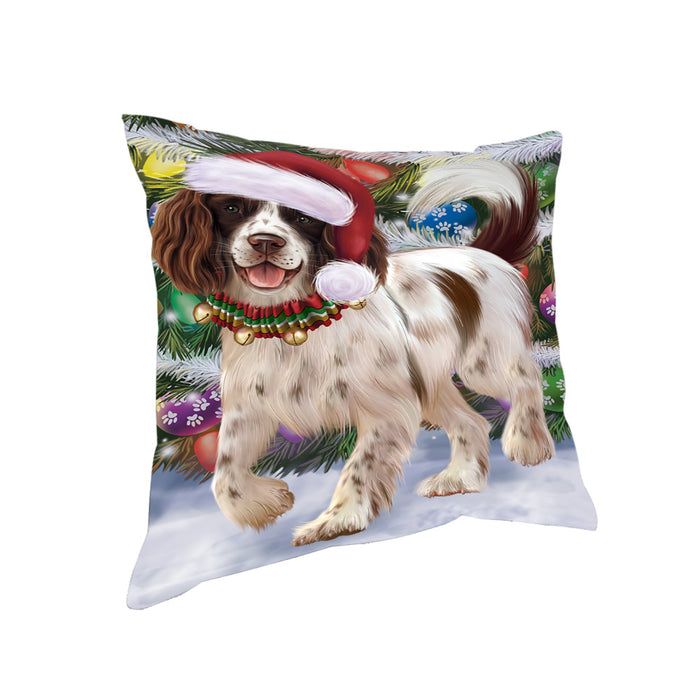 Trotting in the Snow English Springer Spaniel Dog Pillow PIL75436