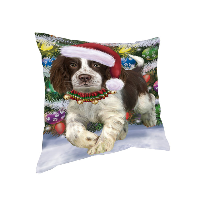 Trotting in the Snow English Springer Spaniel Dog Pillow PIL75440