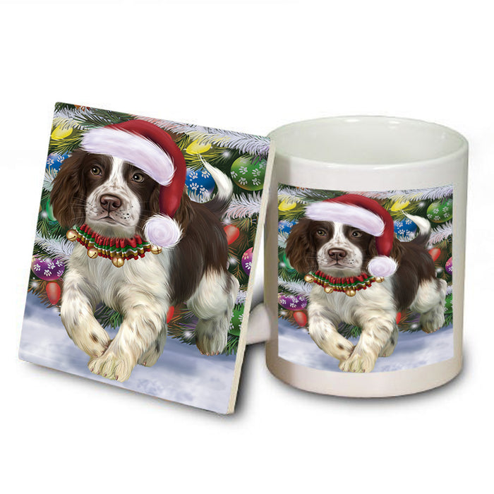 Trotting in the Snow English Springer Spaniel Dog Mug and Coaster Set MUC54568