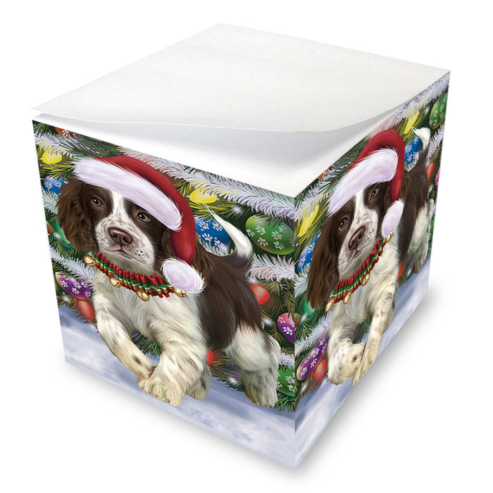 Trotting in the Snow English Springer Spaniel Dog Note Cube NOC56222