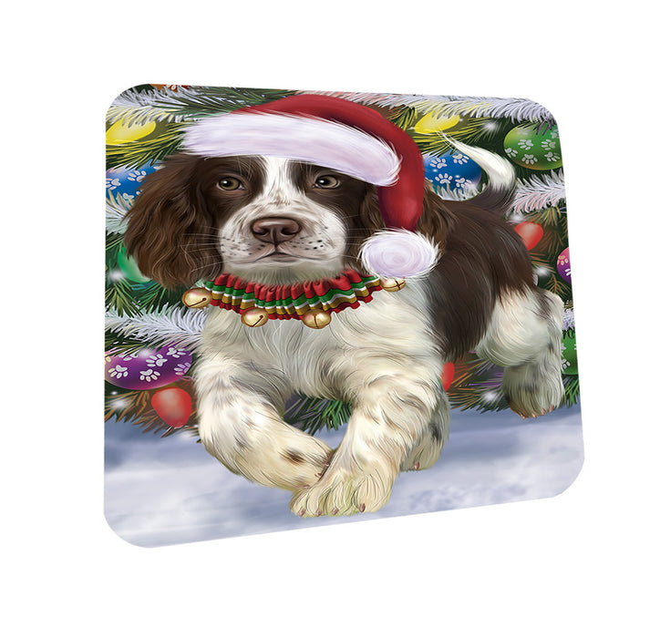 Trotting in the Snow English Springer Spaniel Dog Coasters Set of 4 CST54534
