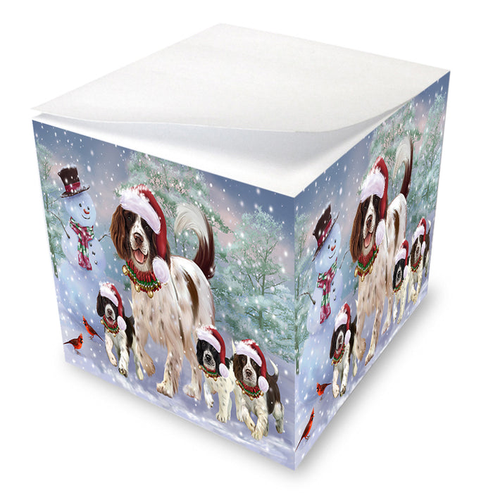 Christmas Running Family Dogs English Springer Spaniels Dog Note Cube NOC55867