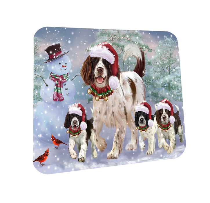 Christmas Running Family Dogs English Springer Spaniels Dog Coasters Set of 4 CST54179