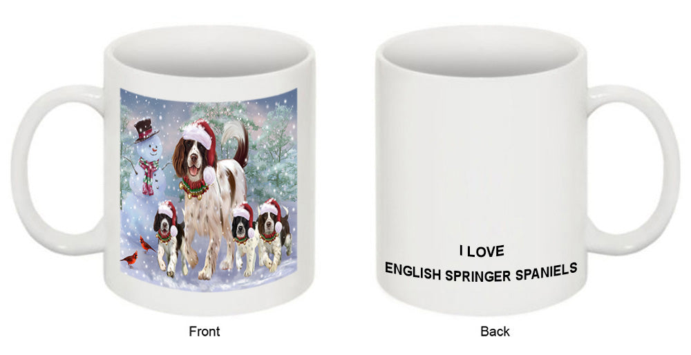 Christmas Running Family Dogs English Springer Spaniels Dog Coffee Mug MUG49619