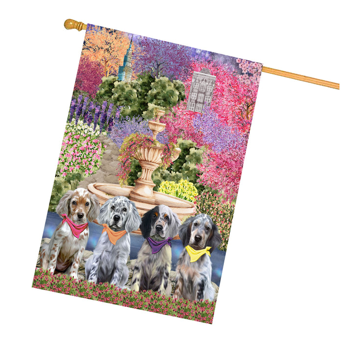 English Setter Dogs House Flag: Explore a Variety of Designs, Weather Resistant, Double-Sided, Custom, Personalized, Home Outdoor Yard Decor for Dog and Pet Lovers