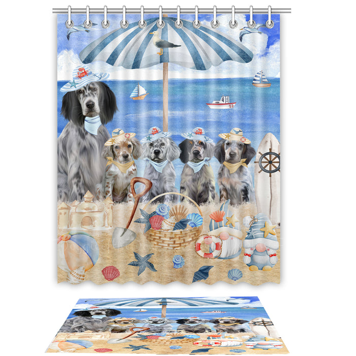 English Setter Shower Curtain with Bath Mat Combo: Curtains with hooks and Rug Set Bathroom Decor, Custom, Explore a Variety of Designs, Personalized, Pet Gift for Dog Lovers