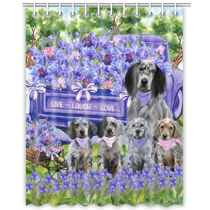 English Setter Shower Curtain, Explore a Variety of Custom Designs, Personalized, Waterproof Bathtub Curtains with Hooks for Bathroom, Gift for Dog and Pet Lovers