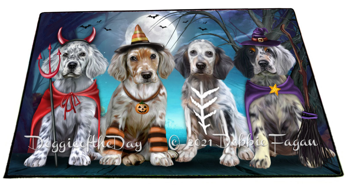 Happy Halloween Trick or Treat English Setter Dogs Indoor/Outdoor Welcome Floormat - Premium Quality Washable Anti-Slip Doormat Rug FLMS58378