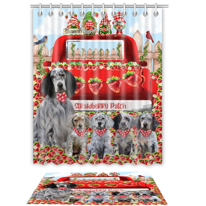 English Setter Shower Curtain & Bath Mat Set, Custom, Explore a Variety of Designs, Personalized, Curtains with hooks and Rug Bathroom Decor, Halloween Gift for Dog Lovers