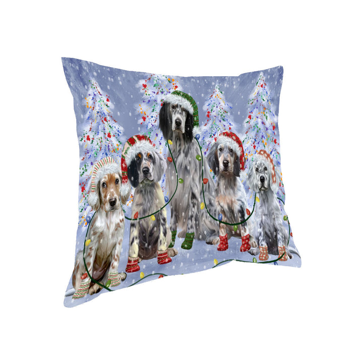 Christmas Lights and English Setter Dogs Pillow with Top Quality High-Resolution Images - Ultra Soft Pet Pillows for Sleeping - Reversible & Comfort - Ideal Gift for Dog Lover - Cushion for Sofa Couch Bed - 100% Polyester