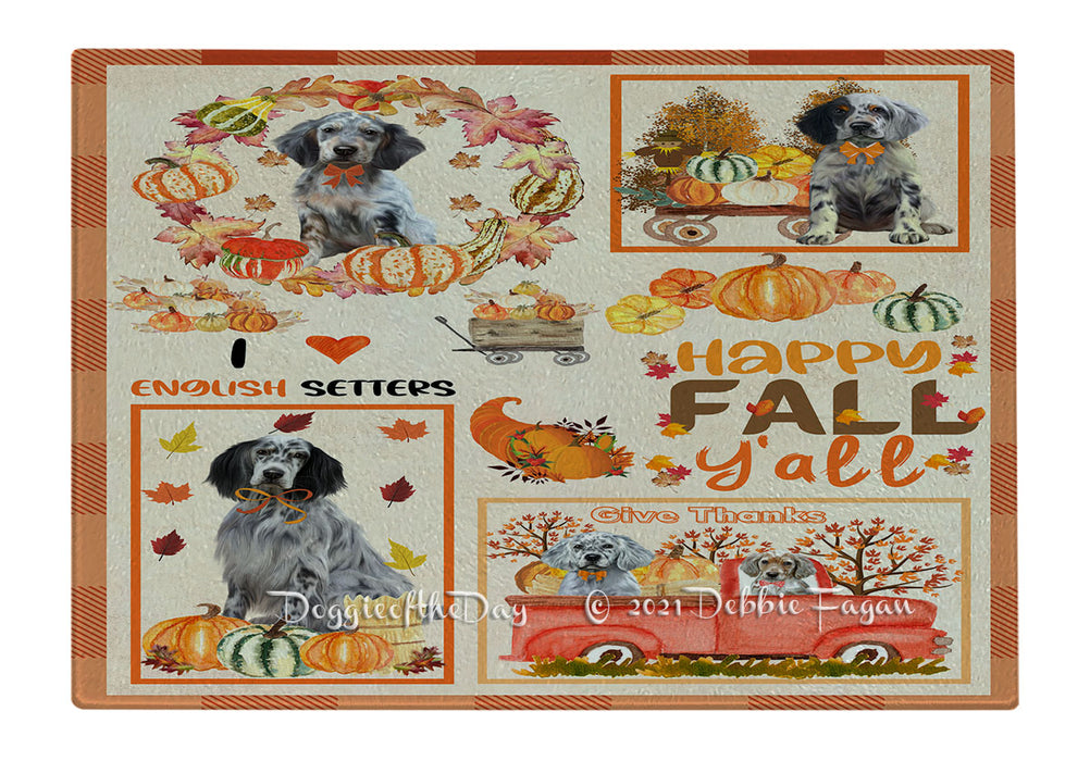Happy Fall Y'all Pumpkin English Setter Dogs Cutting Board - Easy Grip Non-Slip Dishwasher Safe Chopping Board Vegetables C79876