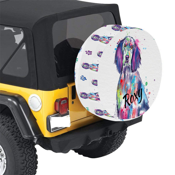 Custom Pet Name Personalized Watercolor English Setter Dog Car Tire Cover