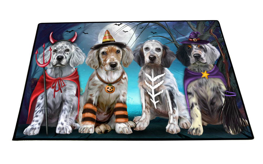 Happy Halloween Trick or Treat English Setter Dogs Floor Mat- Anti-Slip Pet Door Mat Indoor Outdoor Front Rug Mats for Home Outside Entrance Pets Portrait Unique Rug Washable Premium Quality Mat