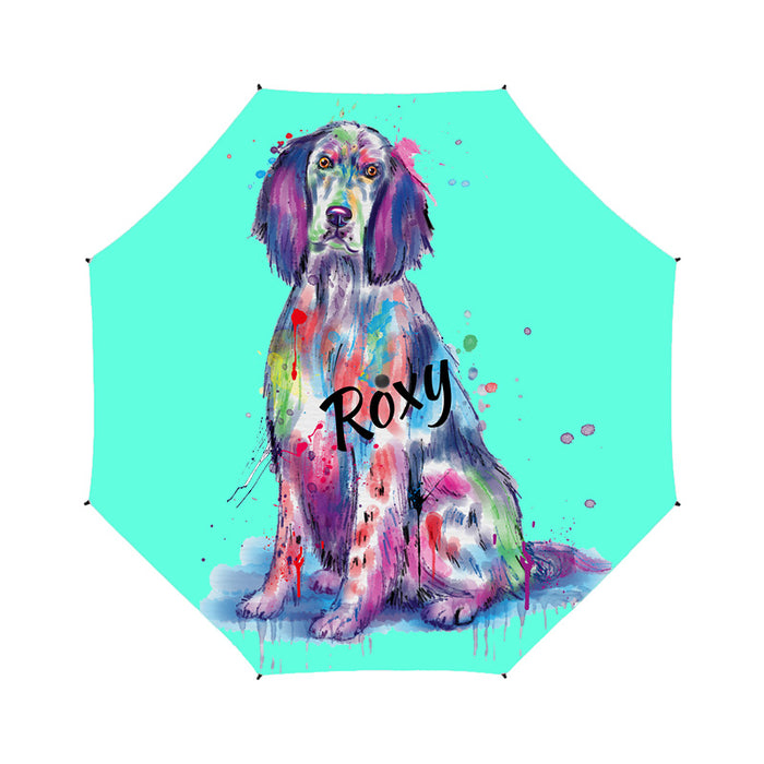 Custom Pet Name Personalized Watercolor English Setter DogSemi-Automatic Foldable Umbrella