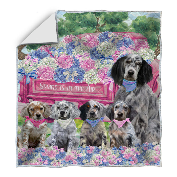 English Setter Bed Quilt, Explore a Variety of Designs, Personalized, Custom, Bedding Coverlet Quilted, Pet and Dog Lovers Gift