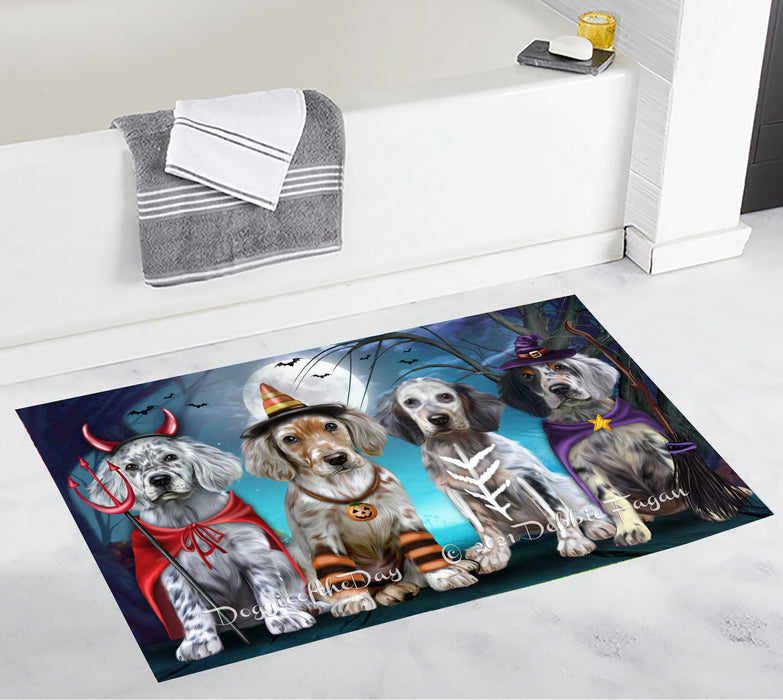Happy Halloween Trick or Treat English Setter Dogs Bathroom Rugs with Non Slip Soft Bath Mat for Tub BRUG54937