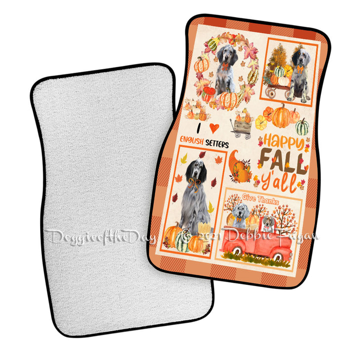Happy Fall Y'all Pumpkin English Setter Dogs Polyester Anti-Slip Vehicle Carpet Car Floor Mats CFM49189