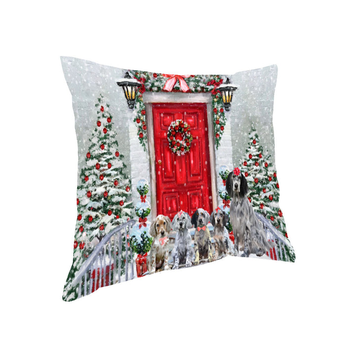 Christmas Holiday Welcome English Setter Dogs Pillow with Top Quality High-Resolution Images - Ultra Soft Pet Pillows for Sleeping - Reversible & Comfort - Ideal Gift for Dog Lover - Cushion for Sofa Couch Bed - 100% Polyester