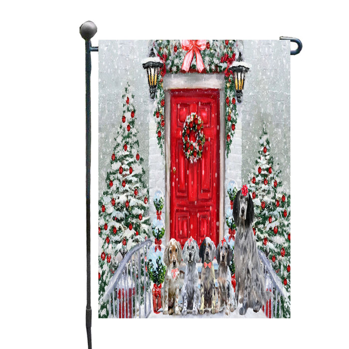 Christmas Holiday Welcome English Setter Dogs Garden Flags- Outdoor Double Sided Garden Yard Porch Lawn Spring Decorative Vertical Home Flags 12 1/2"w x 18"h