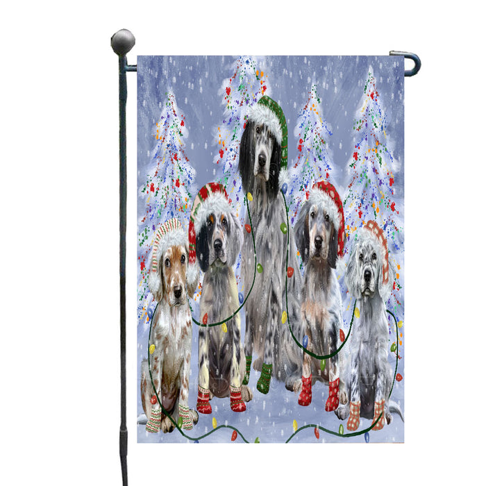 Christmas Lights and English Setter Dogs Garden Flags- Outdoor Double Sided Garden Yard Porch Lawn Spring Decorative Vertical Home Flags 12 1/2"w x 18"h