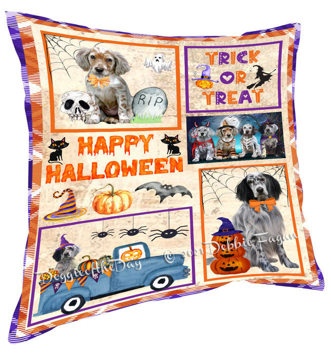 Happy Halloween Trick or Treat English Setter Dogs Pillow with Top Quality High-Resolution Images - Ultra Soft Pet Pillows for Sleeping - Reversible & Comfort - Ideal Gift for Dog Lover - Cushion for Sofa Couch Bed - 100% Polyester, PILA88246