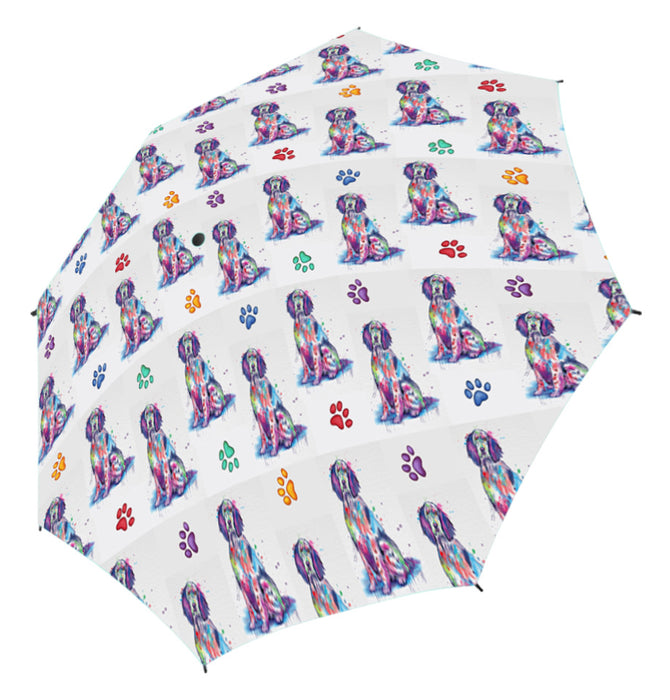 Watercolor Mini English Setter DogsSemi-Automatic Foldable Umbrella