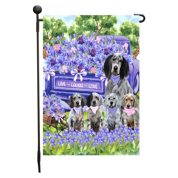 English Setter Dogs Garden Flag for Dog and Pet Lovers, Explore a Variety of Designs, Custom, Personalized, Weather Resistant, Double-Sided, Outdoor Garden Yard Decoration