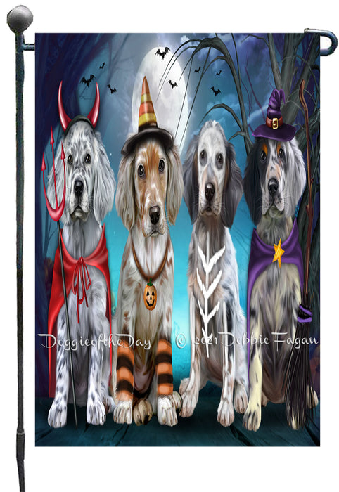 Happy Halloween Trick or Treat English Setter Dogs Garden Flags- Outdoor Double Sided Garden Yard Porch Lawn Spring Decorative Vertical Home Flags 12 1/2"w x 18"h