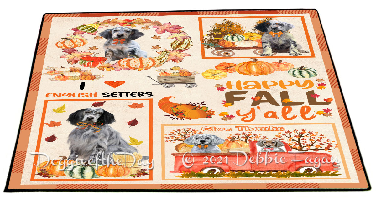 Happy Fall Y'all Pumpkin English Setter Dogs Indoor/Outdoor Welcome Floormat - Premium Quality Washable Anti-Slip Doormat Rug FLMS58627