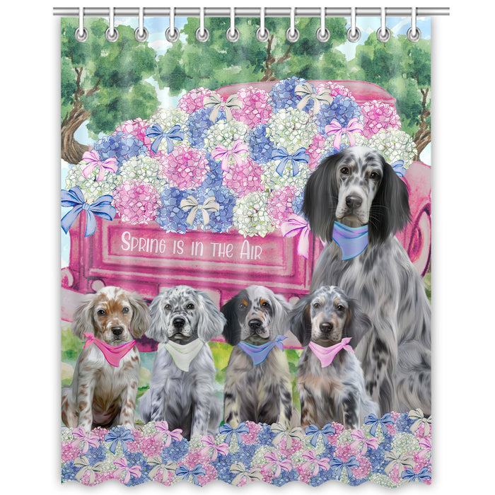 English Setter Shower Curtain: Explore a Variety of Designs, Personalized, Custom, Waterproof Bathtub Curtains for Bathroom Decor with Hooks, Pet Gift for Dog Lovers