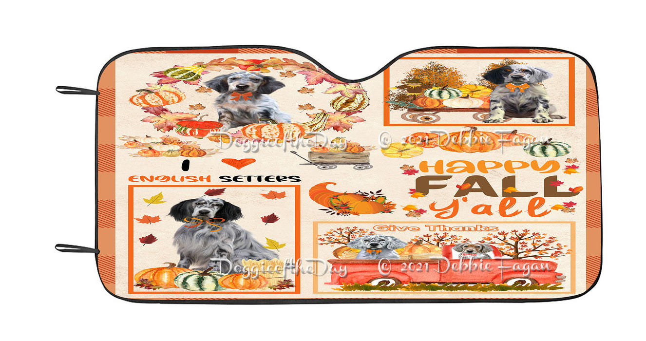 Happy Fall Y'all Pumpkin English Setter Dogs Car Sun Shade Cover Curtain