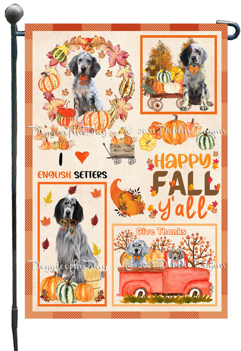 Happy Fall Y'all Pumpkin English Setter Dogs Garden Flags- Outdoor Double Sided Garden Yard Porch Lawn Spring Decorative Vertical Home Flags 12 1/2"w x 18"h